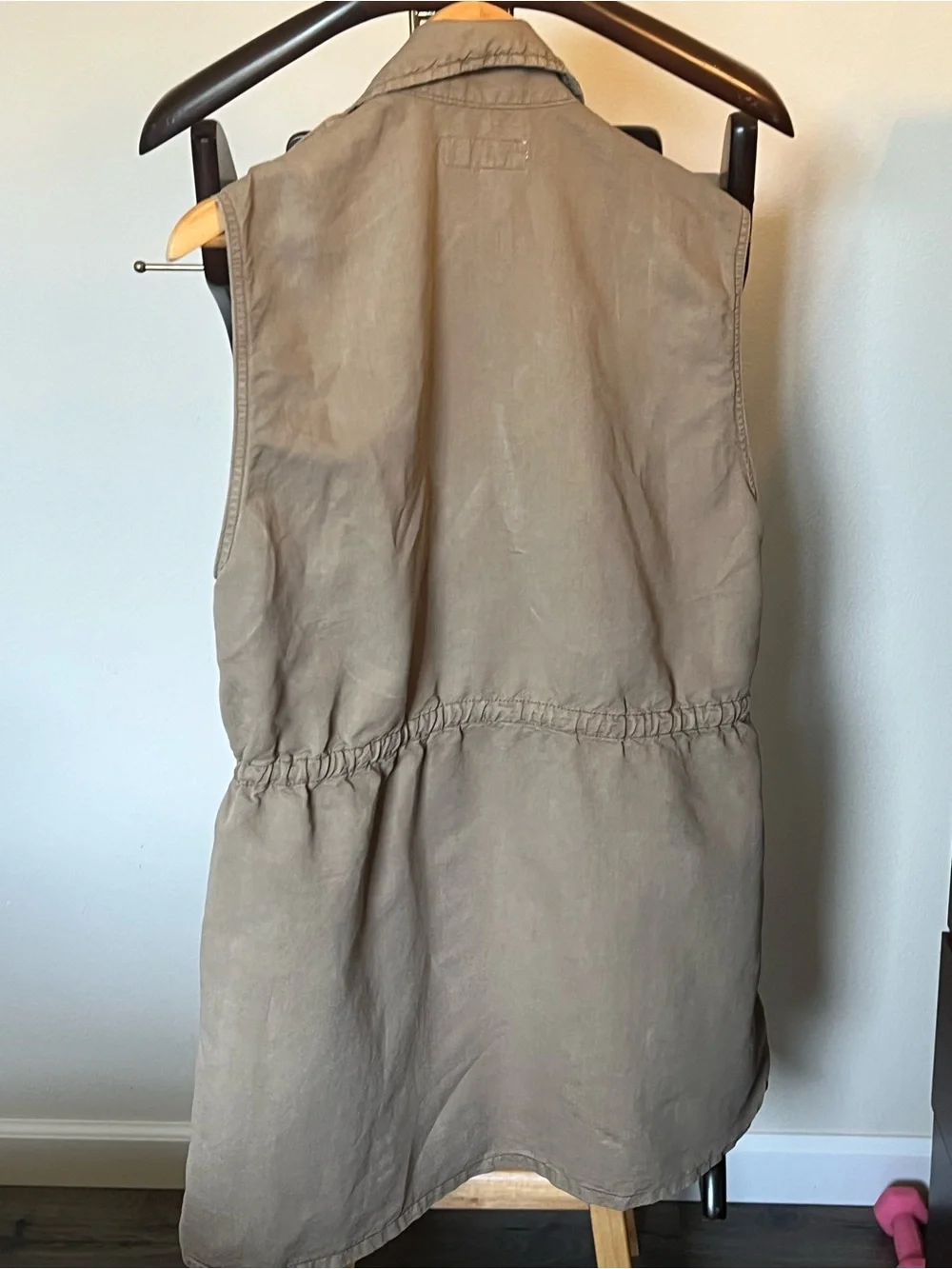 Zara Tan Safari Cargo Buttoned Mini Dress. Waist Drawstring. - Picture 9 of 12